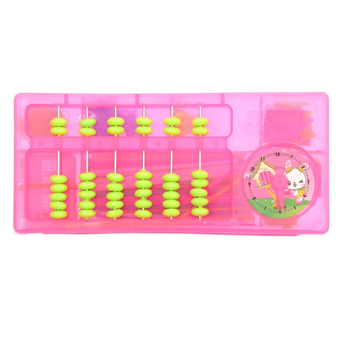 Обучающий материал в шкатулке "Пенал" со счётами и часиками, МИКС