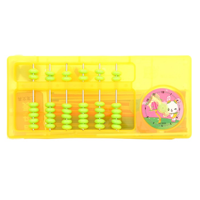 Обучающий материал в шкатулке "Пенал" со счётами и часиками, МИКС