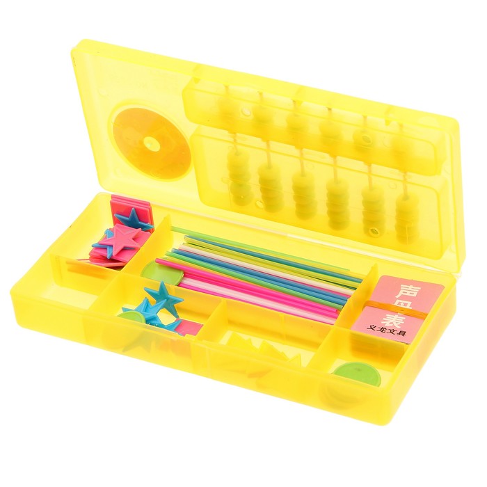 Обучающий материал в шкатулке "Пенал" со счётами и часиками, МИКС