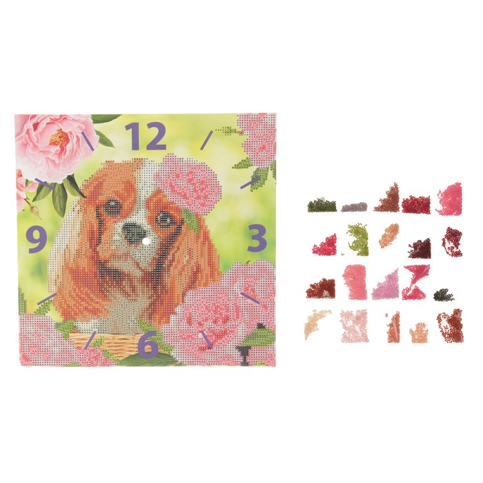 Алмазная вышивка на часах "Собачка", 30 х 30 см