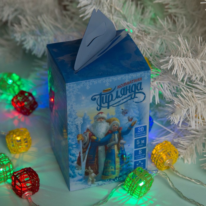 Гирлянда "Метраж" 5 м с насад.“Кубик Проволока”,2,8 см Н.С.LED-20-220V,контр8р,МУЛЬТИ Уценка