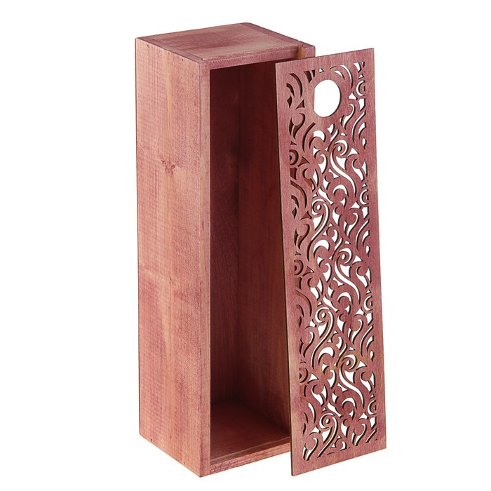 Пенал на 1 бутылку с резной крышкой, вишня, 33.3 х 10.8 х 10.8 см