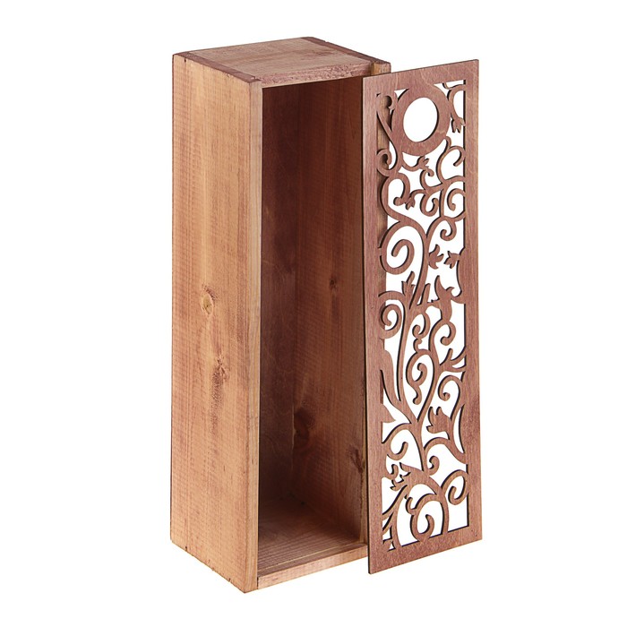 Пенал на 1 бутылку с резной крышкой, бук, 33.3 х 10.8 х 10.8 см