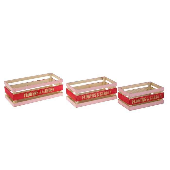Набор ящиков "Flowers", 3в1, красный, 34,5 x 17,5 x 12 см