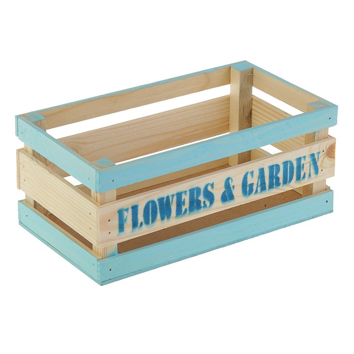 Ящик с рейками "Flowers", голубой, 24,5 x 13 x 10,5 см