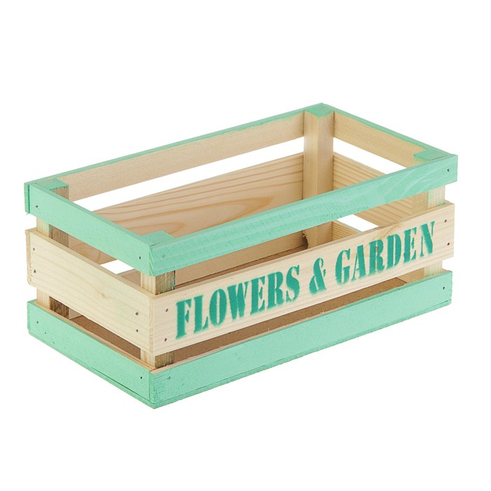 Ящик с рейками "Flowers", тиффани, 24,5 x 13 x 10,5 см