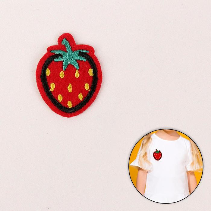 Термоаппликация "Клубничка", 3,4*2,6см, цвет красный
