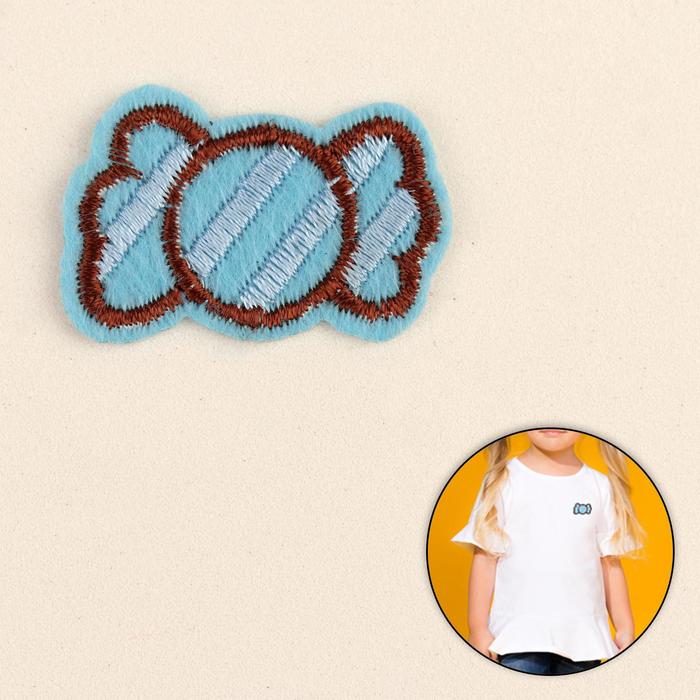 Термоаппликация "Конфета", 3,5*2,1см, цвет голубой