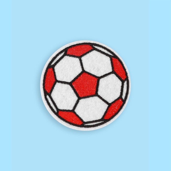 фото Термоаппликация «футбольный мячик», d = 6,5 см, цвет красный/белый арт узор