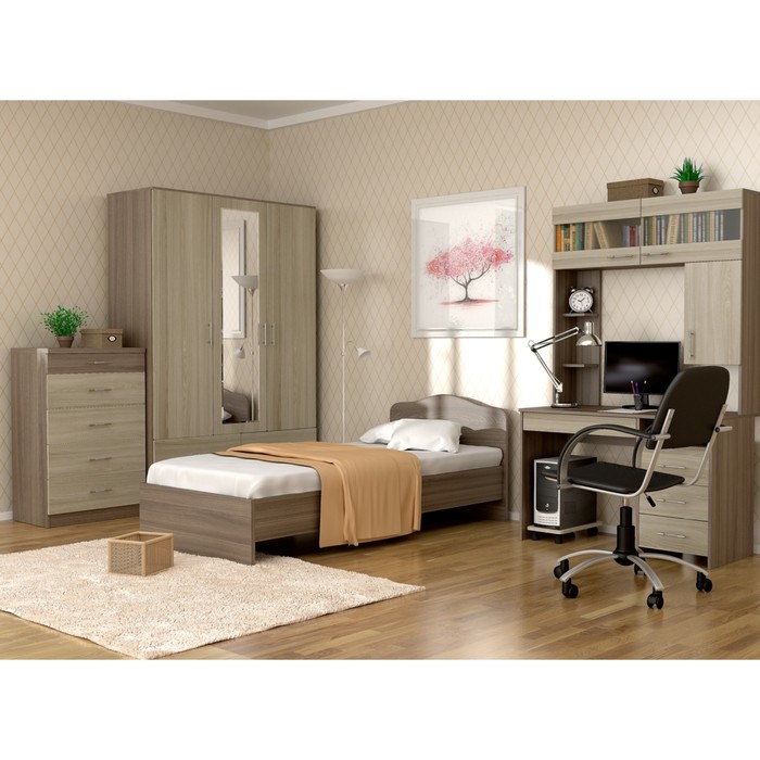 Кровать 90 (с орт.основанием) "Фея 22" (952х760х2038) - ясень шимо темный