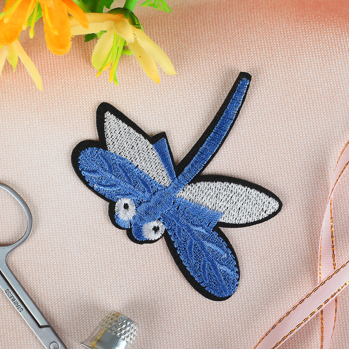 Термоаппликация "Стрекоза", 7*8см, цвет синий