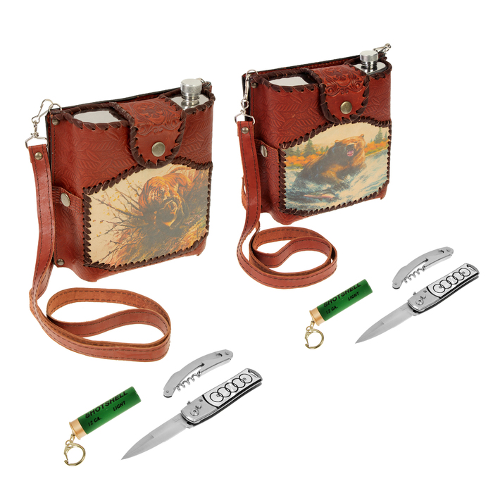 Павловская фляжка для охотника "Пилигрим 4", 1 л, микс картинок