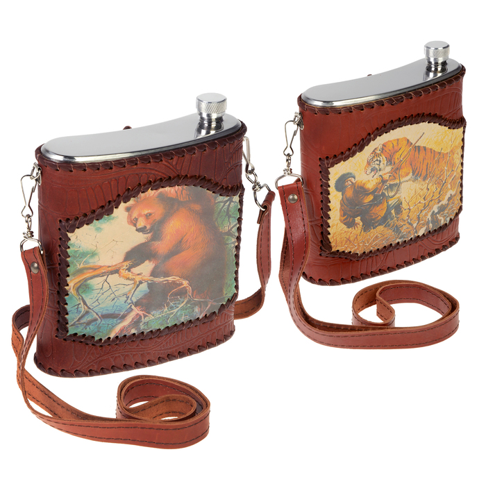 Павловская фляжка для охотника 1 л, микс картинок