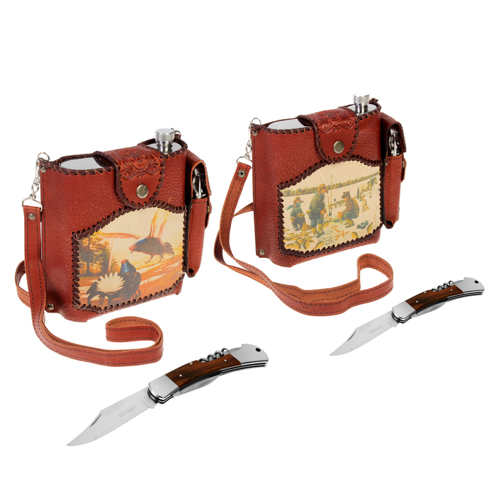 Павловская фляжка для охотника "Пилигрим 1", 1 л, микс картинок