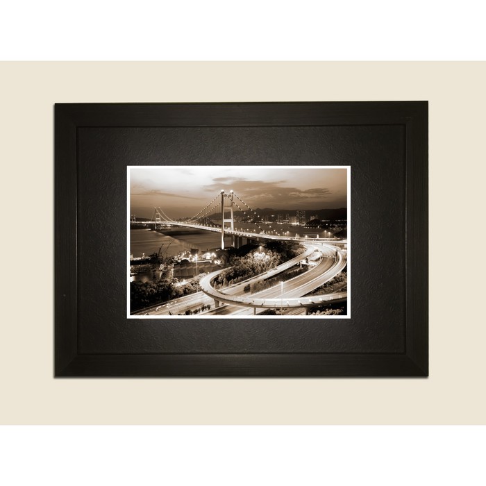 Картина в дизайнерской раме "Панорама Сан-Франциско в сепии" серии Black, 40х30см