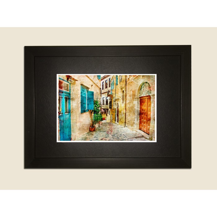 Картина в дизайнерской раме "Старинные дврорики. Винтажное фото" серии Black, 30х20см