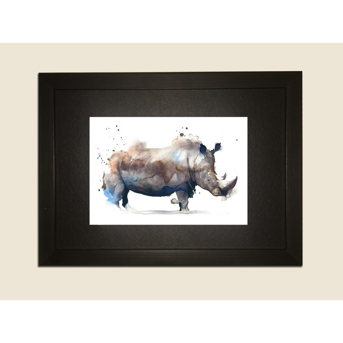 Картина в дизайнерской раме "Носорог" серии Black, 30х20см