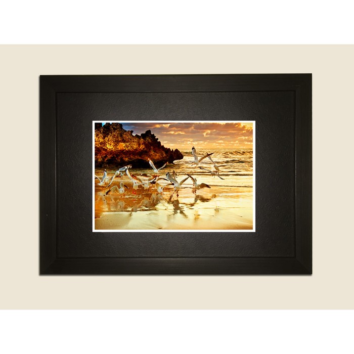 Картина в дизайнерской раме "Чайки" серии Black, 40х30см