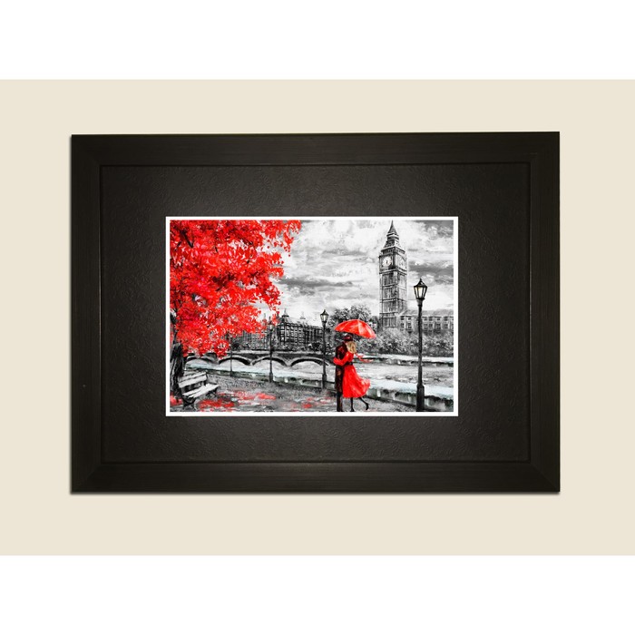 Картина в дизайнерской раме "Любовь в Лондоне" серии Black, 40х30см