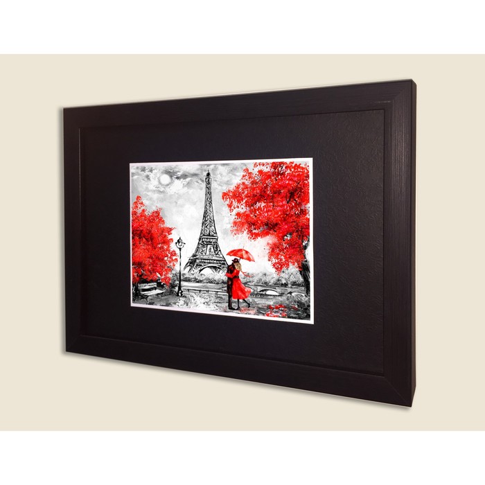Картина в дизайнерской раме "Любовь в Париже" серии Black, 40х30см