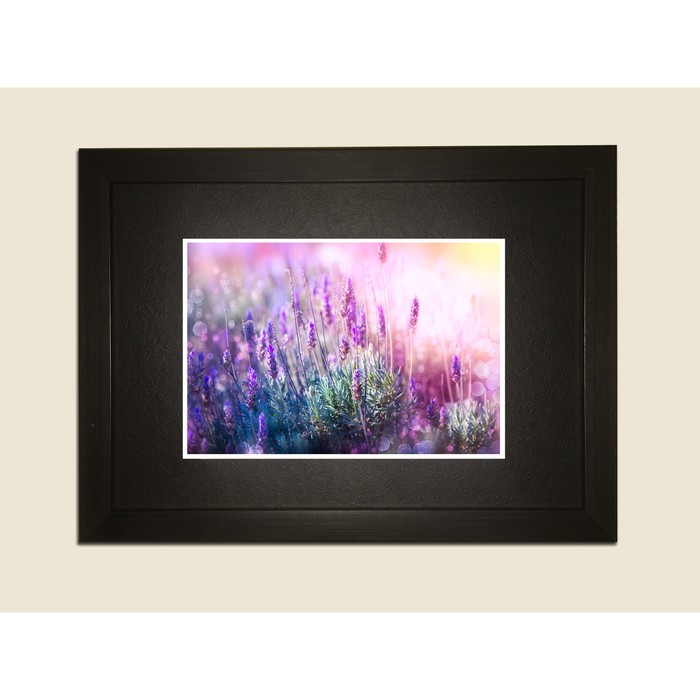 Картина в дизайнерской раме "Лавандовое поле" серии Black, 40х30см