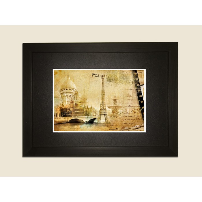 Картина в дизайнерской раме "Достопримечательности Европы" серии Black, 30х20см