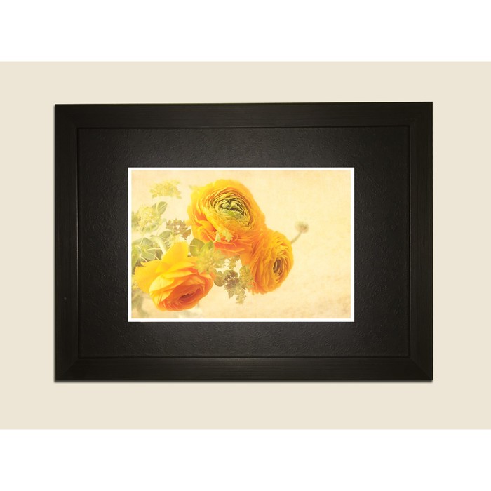 Картина в дизайнерской раме "Жёлтые пионы" серии Black, 30х20см