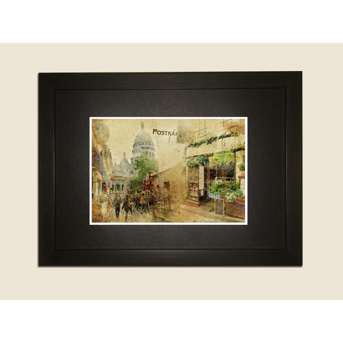 Картина в дизайнерской раме "Город. Винтаж" серии Black, 30х20см