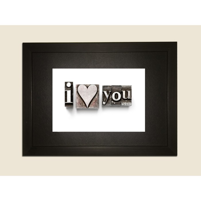 Картина в дизайнерской раме "Я тебя люблю. Графика" серии Black, 30х20см