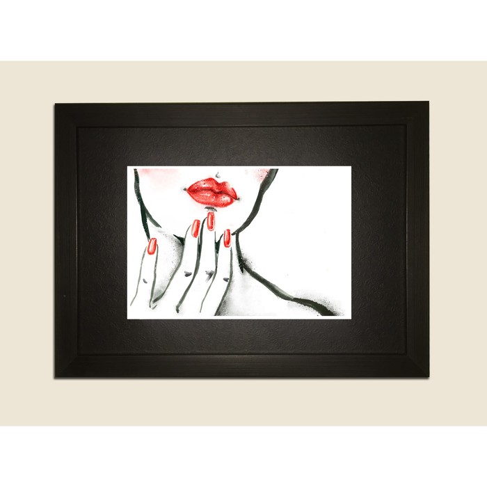 Картина в дизайнерской раме "Красивая женщина на листе бумаги" серии Black, 30х20см