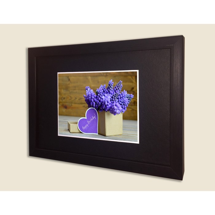 Картина в дизайнерской раме "Весеннее поздравление с днём рождения" серии Black, 30х20см