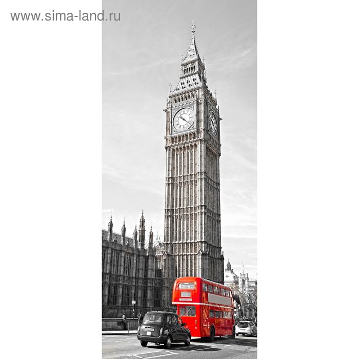фотообои курорт в греции с 039 1 полотно 95x220 см Фотообои Красный автобус в Лондоне С-024 (1 полотно), 95x220 см