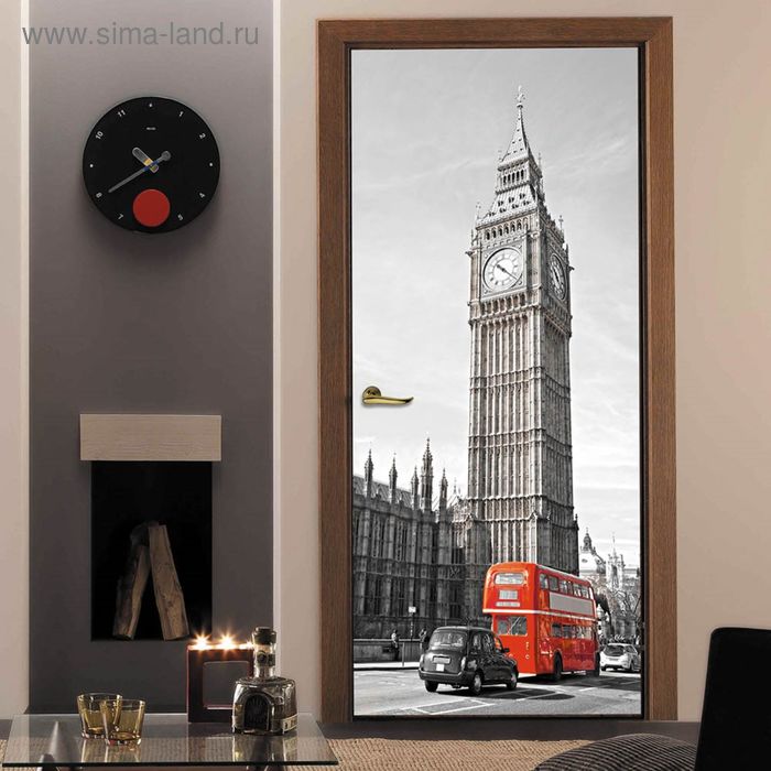 фото Фотообои "красный автобус в лондоне" с-024 (1 полотно), 95x220 см antimarker door's