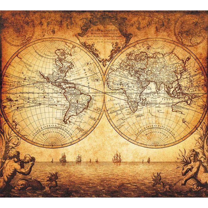 Фотообои "Старинная карта" M 510 (2 полотна), 200х180 см