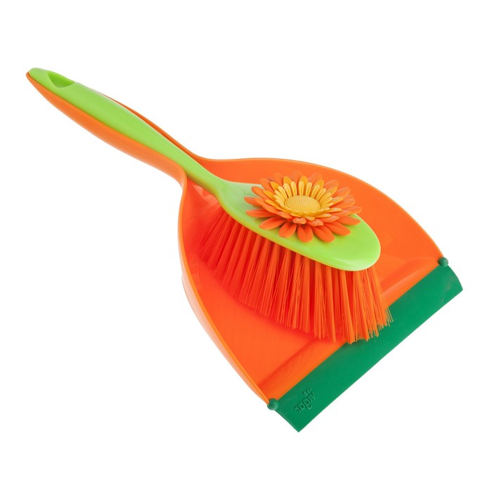 Набор для уборки совок + щетка FLOWER POWER, цвет МИКС