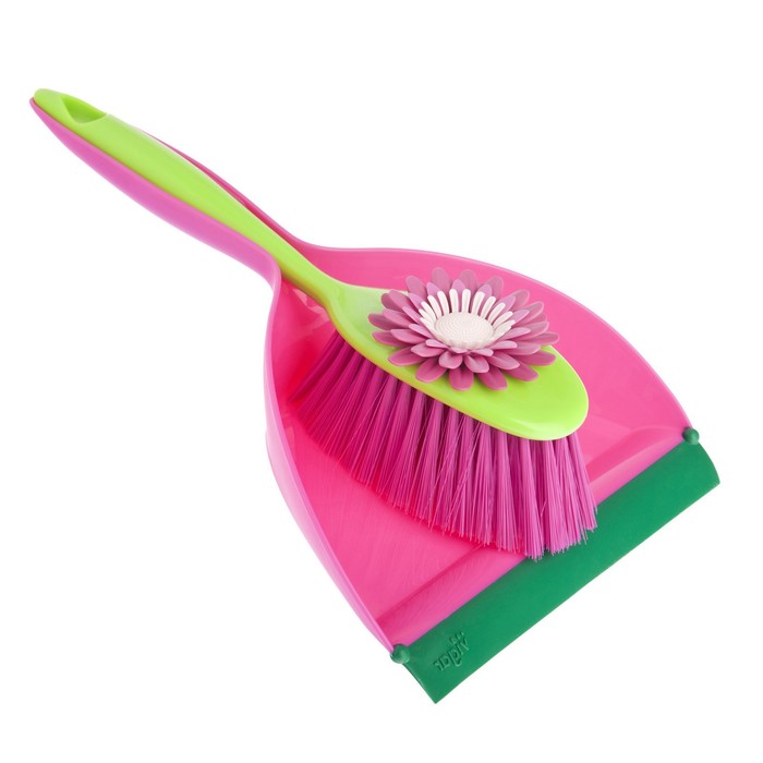Набор для уборки совок + щетка FLOWER POWER, цвет МИКС
