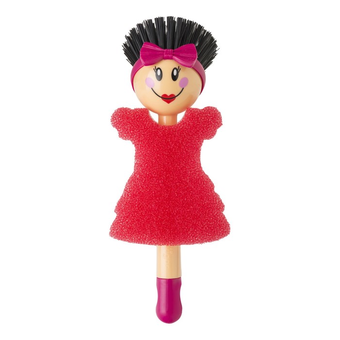 Щетка для посуды + губка DOLLS, цвет МИКС