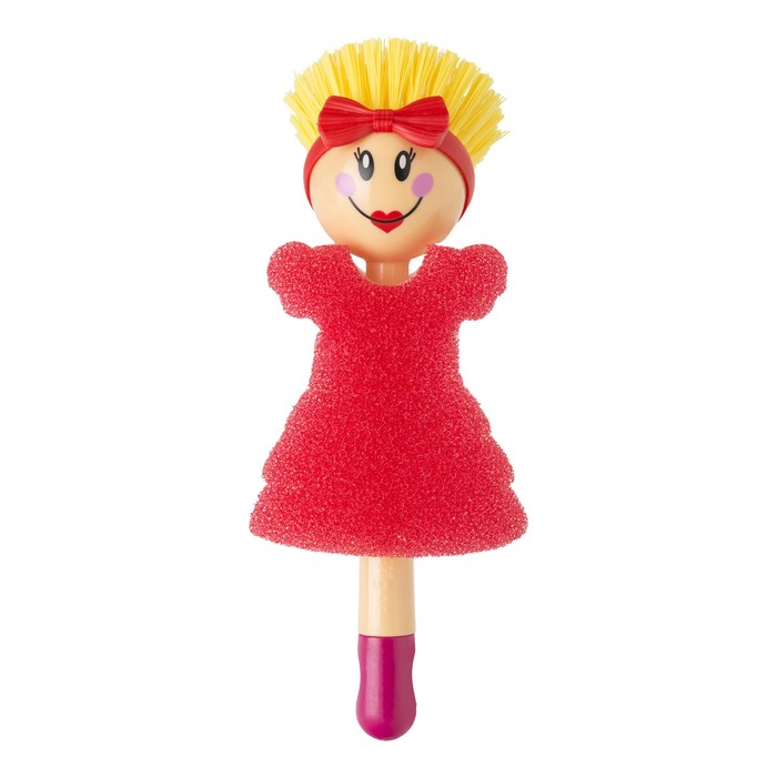 Щетка для посуды + губка DOLLS, цвет МИКС