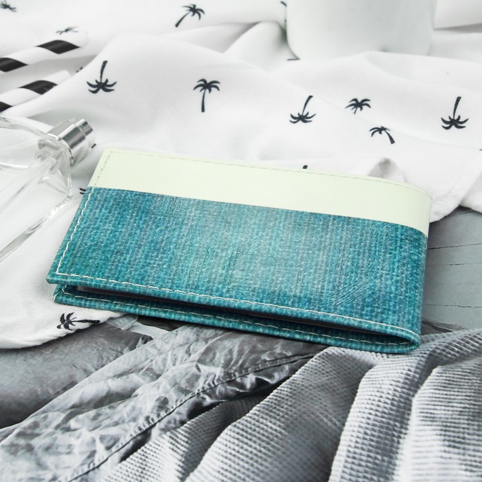 Визитница горизонтальная "Ромашки на голубом", 1 ряд, 18 карт, разноцветная