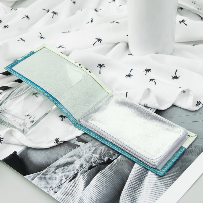 Визитница горизонтальная "Ромашки на голубом", 1 ряд, 18 карт, разноцветная