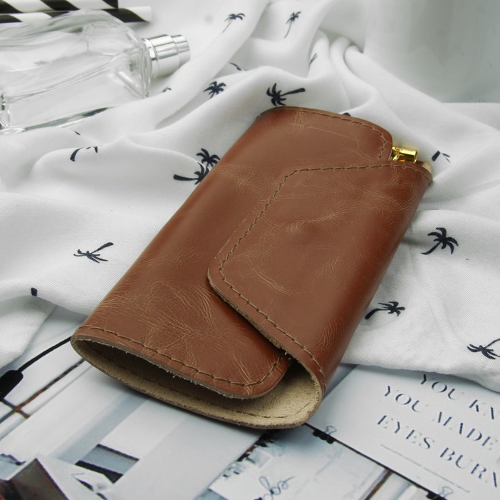 Ключница на кнопках, 6 карабинов, пулап, цвет карамельный