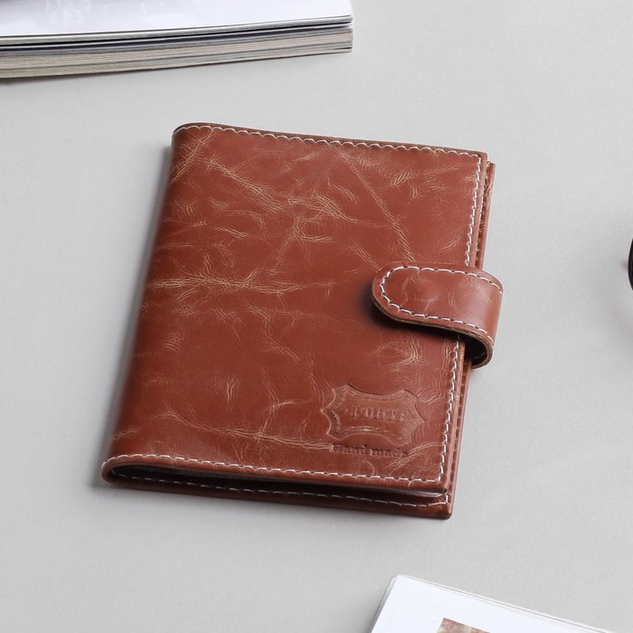 Обложка для автодокументов, 5 карманов для карт, пулап, цвет карамельный