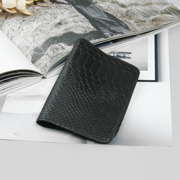 Обложка для паспорта, питон, цвет чёрный