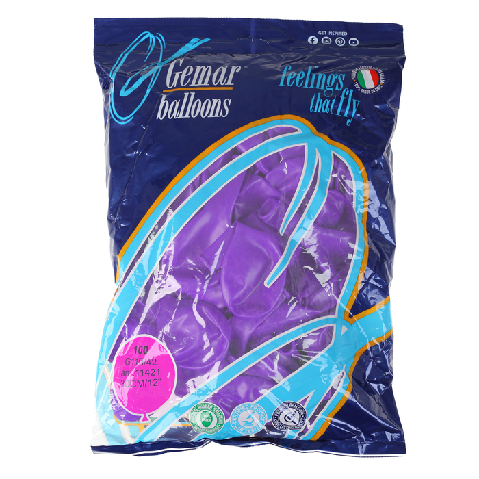 Шар латексный 12"/20 Кристалл Purple 100 шт. G