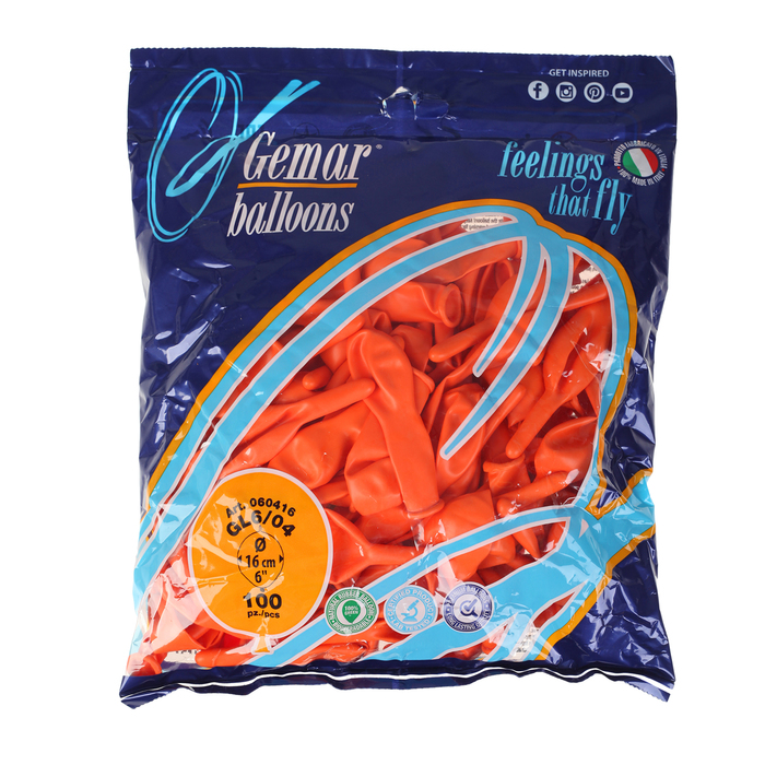 Шар латексный 6", линколун, пастель, набор 100 шт., цвет оранжевый