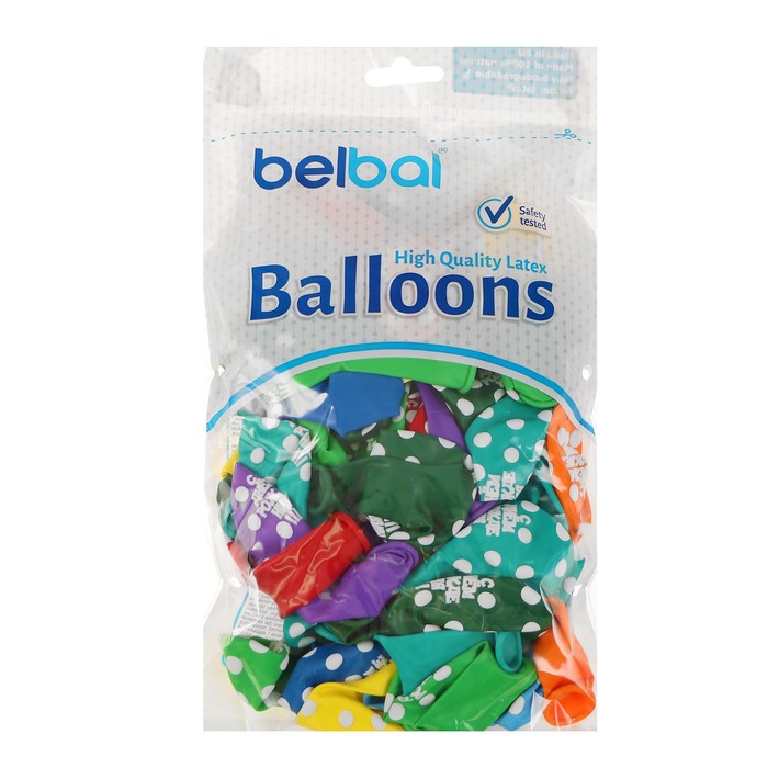 Шары латексные 12" "С днём рождения! Горошек", пастель, шёлк, набор 50 шт., цвета МИКС