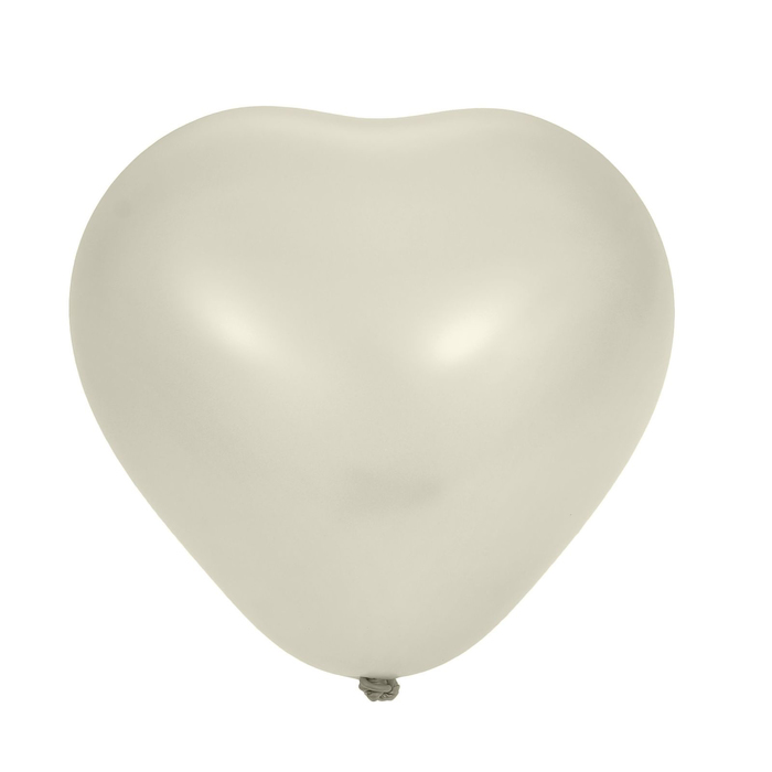 Шар латексный Сердце 16" Металл Белое 25 шт. G