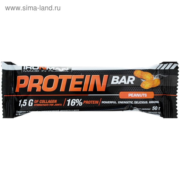 Россия IRONMAN Батончик Protein Bar с коллагеном, 50 г (Орех / тёмная глазурь) ironman батончики protein bar 50 г 24 шт вкус орех темная глазурь