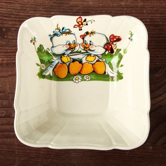 Салатник 270 мл "Квадратный", утята, деколь