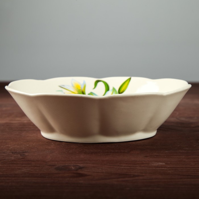 Салатник "Ладья" средний, цветы, 0,35 л, деколь